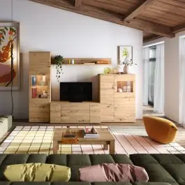 Mueble de Salón Modular 300 cm en color Artisan KRONOS.5 N 618 - Estancias