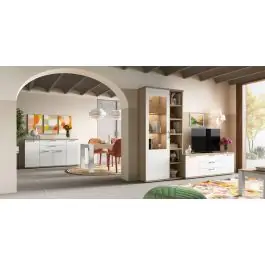 Mueble de Salón 260 cm en Roble Natural y Polar KRONOS.5 N 620 - Estancias