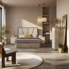 Composición de Dormitorio Acabado Roble Natural KRONOS 5 N 816 - Estancias