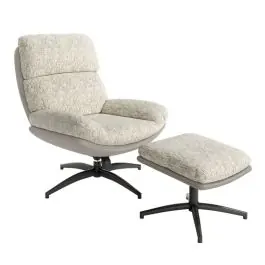 Sillón Giratorio Basculante con Ottoman Tela Color Perla+Nube DENIA CG2214PN - Sillones