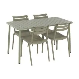 Conjunto de Comedor Exterior 4 Sillas Apilables Verde Menta MB-224152