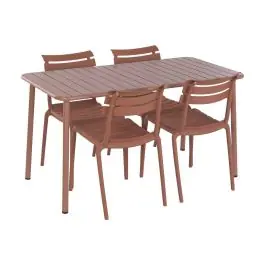 Conjunto de Comedor Exterior 4 Sillas Apilables Terracota MB-224153