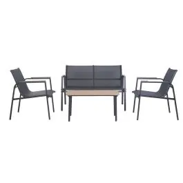 Conjunto de Jardín de Acero y Textilene Efecto Madera MB-224528