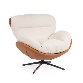 Sillón Giratorio Tapizado en Tela y Cuero Sintético ADINDA 0732239 - Sillones