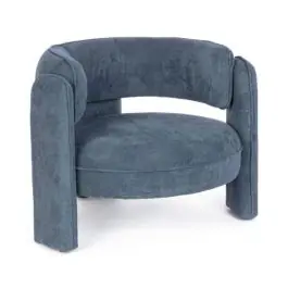 Sillón Tapizado en Tela Azul con Patas Metálicas AISHA 0735251 - Sillones