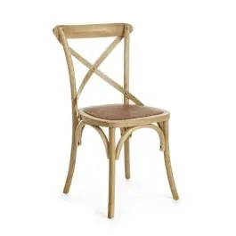 Silla de Comedor CROSS en Madera de Olmo Natural Marrón 0743654 0743654 - Sillas