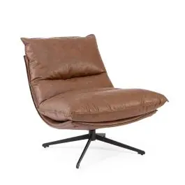 Sillón Giratorio Tapizado en Poliuretano Coñac ALANEZ 0732249 - Sillones