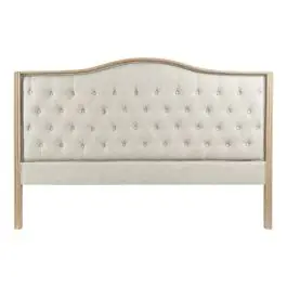 Cabecero Tapizado Capitoné en Lino Beige Rubberwood MB-179444