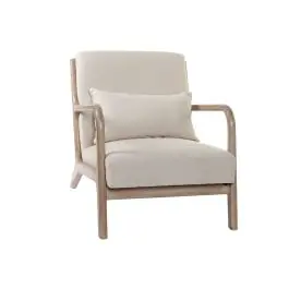 Butaca de Lino Beige con Estructura de Madera de Caucho MB-158147
