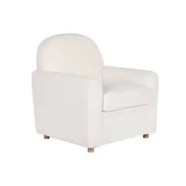 Butaca Tapizada Borreguito Blanco con Patas de Madera MB-206607