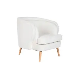 Butaca Tapizada en Poliéster Blanco con Patas de Madera MB-206609