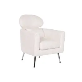 Butaca Tapizada en Poliéster Blanco con Patas Cromadas MB-210589