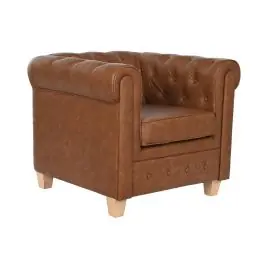 Sillón Chesterfield Estructura Tapizada en Simil Piel Marrón MB-210591