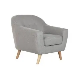 Sillón Tapizado en Poliéster Color Topo con Patas de Madera MB-221694