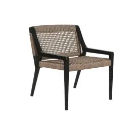 Silla de Teca y Fibra Sintética Negra MB-221571