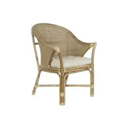 Sillón de Ratán Natural con Cojín de Algodón MB-207723