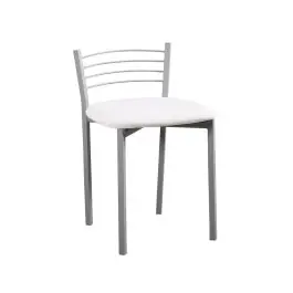 Taburete de Cocina con Estructura Metálica y Polipiel Blanco - Sillas