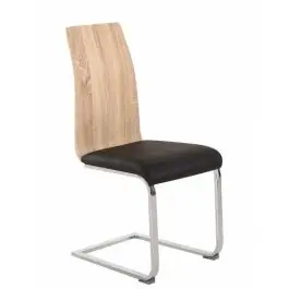 Silla Patas Cromadas y Respaldo Madera. Modelo Sensei Negro - Sillas
