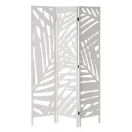 Biombo de 3 Hojas en color Blanco de MDF y Paulonia - Decoración
