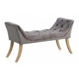 Banqueta Tapizada con Terciopelo Gris GABAR 10279 - Estancias