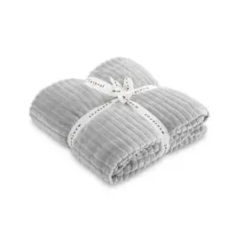Manta de Sofá de Terciopelo en Color Gris - Textil Hogar
