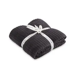 Manta de Sofá de Terciopelo en Color Negro - Textil Hogar