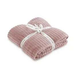 Manta de Sofá de Terciopelo en Color Rosa - Textil Hogar
