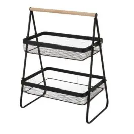 Cesta con 2 Compartimentos de Metal en Negro - Estancias