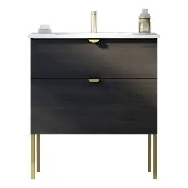 Mueble de Baño 80 cm con Lavabo en color Roble Azabache SMUG - Estancias