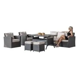 Conjunto de Jardín con Cojines Marrones AUSTIN - Estancias