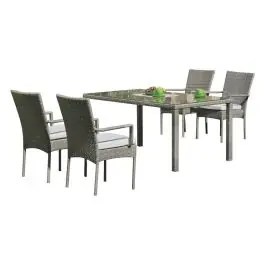 Conjunto de 4 Sillas y Mesa Gris Claro MALI - Estancias