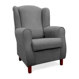 Butaca modelo ELBA clásica orejera tapizada en tela con patas en madera - Sillones