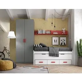 Dormitorio Juvenil LIDER GO Acabados Blanco/Zinc/Terracota - Estancias