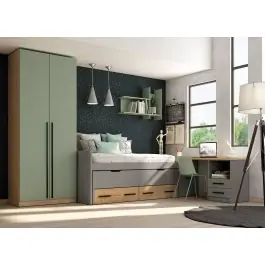 Dormitorio juvenil LIDER GO 217 con Acabados en Zinc/Bambú/Mentha - Estancias