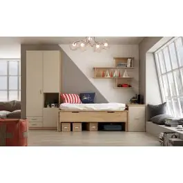 Dormitorio Juvenil LIDER GO 218 Acabados en Bambú/Perla - Estancias