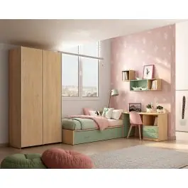 Dormitorio Juvenil LIDER GO 223 Acabados en Bambú/Mentha - Estancias