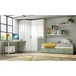 Dormitorio Juvenil LIDER GO 221 Acabado en Hibernian/Blanco/Mentha - Estancias