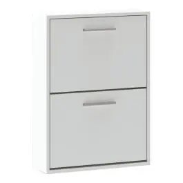 Zapatero de Dos Puertas Abatibles de color Blanco AURA - Muebles
