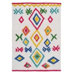 Alfombra en Algodón con Diseño Étnico Multicolor 608571 - Decoración