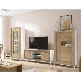 Composición de Salón de 318 cm Blanco / Naturale / Rayado GNESIS LINE - Estancias