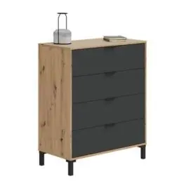 Cómoda con Cinco Cajones en Roble Nodi y Gris Antracita ENZO 0Z7814W - Estancias