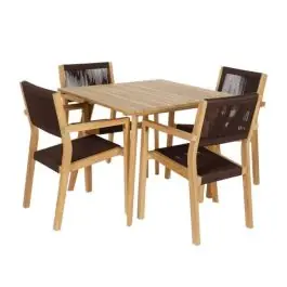 Comedor de Jardín de Madera de Teca con Mesa Cuadrada MB-204125