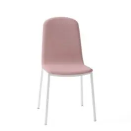 Silla con Patas de Acero Epoxi Blanco y Asiento Rosa MOLY Tapizado A - Sillas