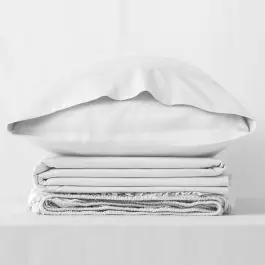 Juego de Sábanas de Algodón Orgánico 300 hilos Blanco 135 cm - Textil Hogar