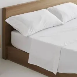 Juego de Sábanas de Algodón 500 hilos Blanco 180 cm TELIA HOME - Textil Hogar