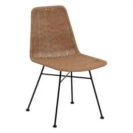 Silla de Comedor con Asiento Trenzado y Patas de Acero 611270 - Sillas