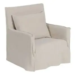 Sillón de Madera Tapizado en Tela Crema 611754 - Sillones