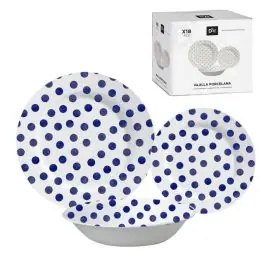 Vajilla de Porcelana 18 piezas topos azul 299618 - Menaje