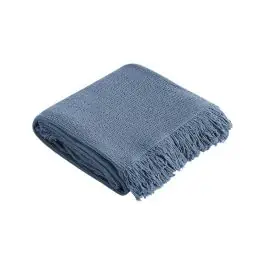 Manta Plaid de Algodón en Azul Índigo FAUSTO - Textil Hogar
