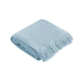 Manta Plaid de Algodón en Azul Hielo FAUSTO - Textil Hogar